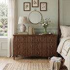 FUSUNBAO 6-Drawer Fluted Dresser, 52" Wide Double Chest of Drawers,Walnut - Image 3