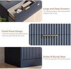 Blue Dresser with 6 Drawer 55" Wide Fluted Dresser for Bedroom丨Modern Chest of Drawer with Metal Handles, Wood TV Stand for Bedroom, Living Room, Entryway, Hallway, Blue - Image 6