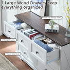 Farmhouse 7 Drawers Dresser for Bedroom with Charging Station,Wood Dressers - Image 5