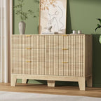 Garvee 6 Drawer Dresser for Bedroom, 47" Wide Fluted Chest of Drawers, Oak - Image 6
