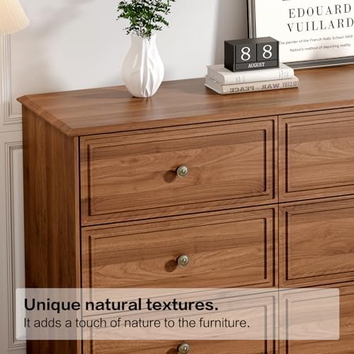 Chrangmay 9 Drawer Dresser,63" Wide Mid Century Chest of Drawers,Wooden Bedroom Drawer Dresser with 9 Storage Drawers for Bedroom,Living Room,with Anti-Tipping Device,Umber. - Image 5