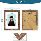 Hongkee 8.5 x 11 Picture Frame Set of 4, Made of Real Glass and Brown Certificate & Diploma Frame, 8.5 by 11 Photo for Wall or Tabletop - Display Picture 6x8 with Mat or 8.5x11 Without Mat - Image 2