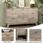 Wodeer 9 Drawer Fluted Dresser for Bedroom, Mid Century Modern Wooden Dresser with 9 Drawers, Dressers & Chests of Drawers with Metal Handle, TV Stand & Storage Organizer for Entryway, Hallway, Oak - Image 5
