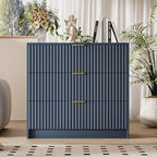 MAISONARIA Fluted Dresser for Bedroom, 32 Inch Wide Nightstand with Large Drawer, 3 Drawer End Table for Bedroom, Living Rooms, Offices, and Entryways, Navy Blue - Image 6