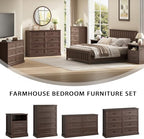 Farmhouse 8 Drawer Dresser for Bedroom, 55" Brown Dresser with TV Stand - Image 4