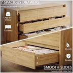 HOUROM Oak Dresser for Bedroom,51" Wide 7 Drawer Mid Century Modern Chest - Image 4