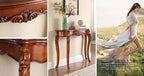 Solid Wood Console Traditional Decorative Furniture Tables, Half Moon Sofa Table - Image 6