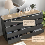 Vibe & Dine Black Dresser 12 Drawer, Modern Long Dresser for Bedroom, Wood Chest of Drawers with Wide Storage for Living Room - Image 5