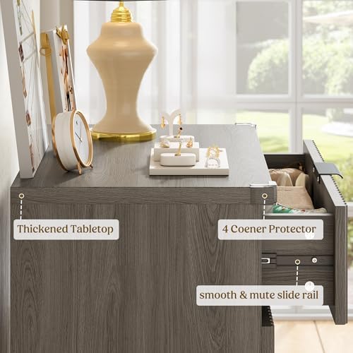 Wood Tall 5 Drawers Dresser, 27.6" W Fluted Modern Dressers for Bedroom - Image 3