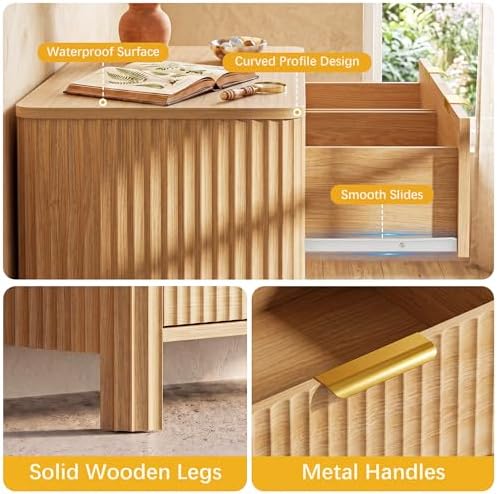 Wodeer 6 Drawer Dresser for Bedroom, 47" W Wood Storage Cabinet with Fluted Design, Modern Chest of Drawers & TV Stand for Living Room, Nursery Clothing Organizer with Metal Slides, Anti-Tipping - Image 6