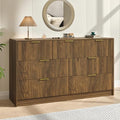 Walnut Dresser with 7 Drawer 55" Wide Fluted Dresser for Bedroom丨Modern Chest of Drawer with Metal Handles, Wood TV Stand for Bedroom, Living Room, Entryway, Hallway, Walnut by NOVAMAISON