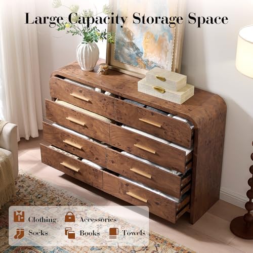 Curved Drawer Dresser for Bedroom with 8 Drawers, 54'' Wide Chest of Drawer - Image 4