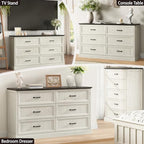 Farmhouse 6 Drawer Dresser for Bedroom, 55" White Dresser with TV Stand - Image 3