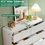 Standifurno White 6 Drawer Dresser for Bedroom, 47" Wide Dresser with Large Storage, Wooden Chest of Drawers for Bedroom, Hallway. - Image 5