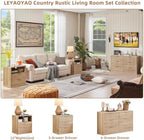 LEYAOYAO Fluted Nightstand Set of 2 with Charging Station,23" Modern Nightstand with Wood Grain Top, 2 Drawer End Table w/Storage, BedsideTable for Bedroom, Living Room, Natural - Image 4