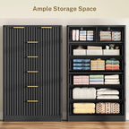 TEENOFN Fluted Dresser for Bedroom with 7 Drawers, 48" Tall Modern Chest of Drawers with Metal Handle, Wooden Dresser TV Stand, Wood Closet Clothes Storage Organizer for Living Room, Hallway, Black - Image 5
