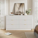 Furniway White Dresser for Bedroom, Modern Dresser with 6 Drawers and Smooth Slides, Wide Chest of Drawers with Golden Handles for Bedroom, Living Room, Closet, 15.7" D x 55.1" W x 31.4" H - Image 5