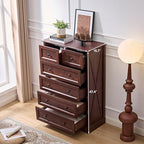 Farmhouse 6 Drawers Dresser Chests for Bedroom,Dark Cherry Red Wood Dresser - Image 5