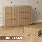 BORNOON Dresser for Bedroom with 6 Drawers, Fluted Chest of Drawers with Round Curved Corner, Hidden Handles, Modern Wood Storage Organizer for Bedroom, Nursery, Living Room - Image 2