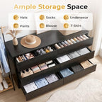 Karl home Black 6 Drawer Fluted Dresser, Modern Storage Chest of Drawers - Image 6