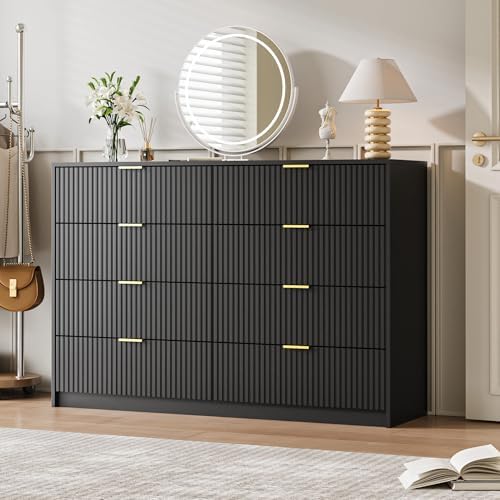 MAISONARIA Dresser for Bedroom, 8 Drawer Double Dresser, Modern Chest of Drawers for Bedroom, Living Room, Entryway and Closet, 55" L x 15.7" D x 37.4" H, Black - Image 7