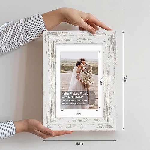 Hongkee 4x6 Picture Frame Set of 4, Made of Real Glass and Multicolour Frame, 4 by 6 Photo for Wall or Tabletop - Display Picture 3.5x5 with Mat or 4x6 Without Mat - Image 2