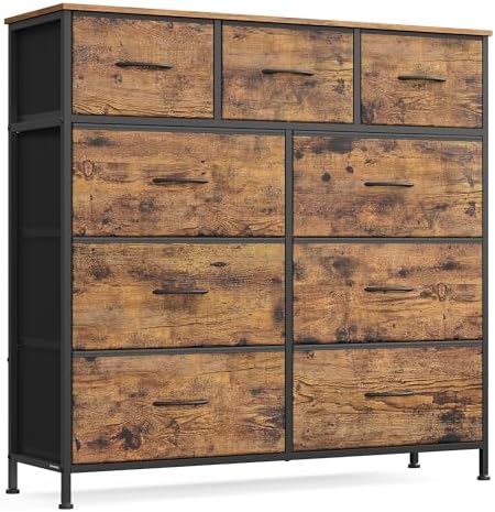SONGMICS Dresser for Bedroom, Wide Dresser with 9 Fabric Drawers by SONGMICSbySONGMICSHOME