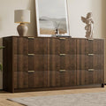 Furniway Walnut Dresser for Bedroom, Modern Dresser with 9 Drawers and Smooth Slides, Wide Chest of Drawers with Golden Handles for Bedroom, Living Room, Closet, 15.7" D x 63" W x 31.5" H by Furniway