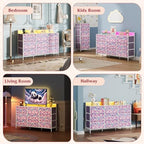 WLIVE Dresser TV Stand 9 Drawers, Fabric Chest LED Lights, Tie-dye - Image 3