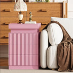 Fluted LED Night Stand with Charging Station, Pink - Image 7