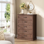 CARPETNAL Farmhouse 5 Drawer Dresser for Bedroom, 44" Tall Brown Dresser. - Image 3