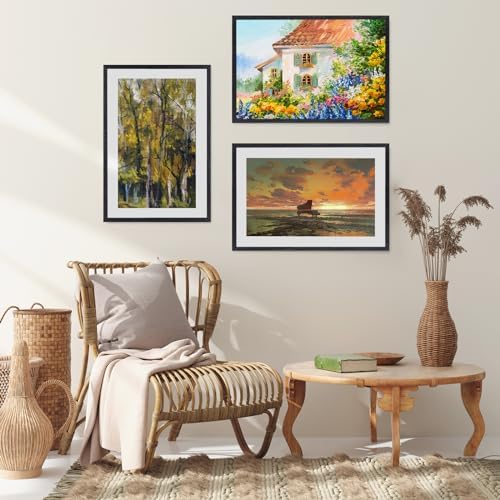 puthiac 8x10 Solid Oak Wood Picture Frames, Black, 3 Pack - Image 6