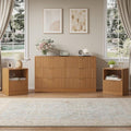 6 Drawer Dresser & 1-Drawer Nightstand Set 3-Piece, Natural Wood丨55 Wide Bedroom Set Night Stand Set of 2 with Metal Handle, Fluted Wood Chest of Drawers Storage Dressers Set for Bedroom by NOVAMAISON