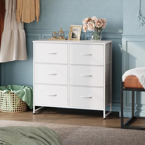 WLIVE Dresser for Bedroom with 6 Drawers, White - Image 2