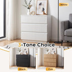 Karl home White 3 Drawer Fluted Nightstand, Modern Storage Chest of Drawers - Image 7