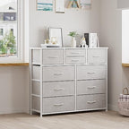 LUMTOK 10 Drawers Dresser with Fabric Bins for Bedroom,Closets，Light Gray - Image 7