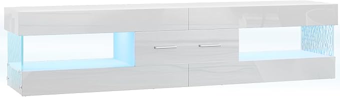 Bestier 67" Modern TV Stand for TVs up to 75 Inch, High Gloss LED Entertainment - Image 9