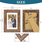 Hongkee 4x6 Picture Frame Set of 4, with Real Glass and Rustic Brown Wooden Frame, 4 by 6 Photo for Wall or Tabletop - Display Picture 3.5x5 with Mat or 4x6 Without Mat - Image 3