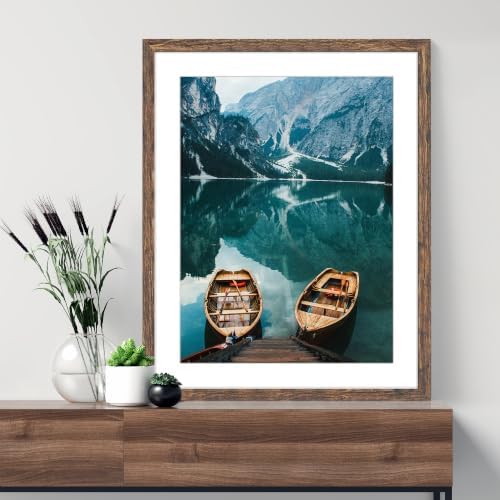 Hongkee 20x30 Frame Set of 4, 20 x 30 Rustic Brown Wood Style(Mat 16x24) - Image 2