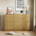 Furniway Mid Century Modern Dresser for Bedroom, 8 Drawer Wood Dresser with Fluted Front, 55" Wide Chest of Drawers for Closet, Living Room, Hallway, Natural Oak - Image 6