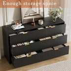 Furniway Black Dresser for Bedroom, Modern Dresser with 6 Drawers and Smooth Slides, Wide Chest of Drawers with Golden Handles for Bedroom, Living Room, Closet, 15.7" D x 55.1" W x 31.4" H - Image 4
