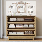 HOUROM Oak Dresser for Bedroom, 31in Modern 3 Drawer Chest of Drawers - Image 4