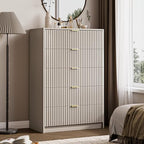 MAISONARIA 5 Drawer Dresser for Bedroom, Tall Dresser Chest of Drawers with Gold Handles, 32 Inch Wide Nightstand with for Bedroom, Living Rooms, Offices, and Entryways, Beige - Image 6