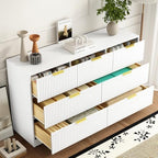 7 Drawer Fluted Dresser with Deep Drawers for Bedroom, White丨55 Wide Mid Century Dresser, Modern Chest of Drawers, Wood TV Stand Storage Organizer for Closet, Living Room, Hallway - Image 6