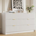 Furniway White Dresser for Bedroom, Modern Dresser with 6 Drawers and Smooth Slides, Wide Chest of Drawers with Golden Handles for Bedroom, Living Room, Closet, 15.7" D x 55.1" W x 31.4" H by Furniway