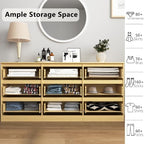 Vibe & Dine 9 Drawer Dresser, 59.1" Long Dresser for Bedroom Free Handle, Modern Wooden Chest of Drawers with Wide Storage for Living Room, Natural Wood - Image 7