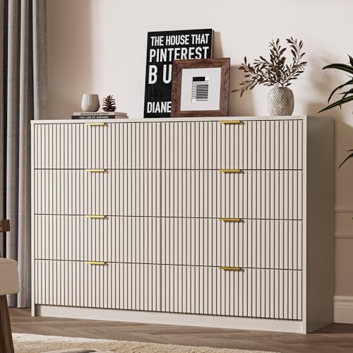 MAISONARIA Beige Dresser for Bedroom, 8 Drawer Double Dresser, Modern Chest of Drawers for Bedroom, Living Room, Entryway and Closet, 55" L x 15.7" D x 37.4" H - Image 7