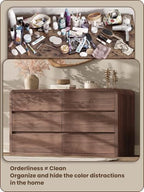 Modern 54" Wide 6 Drawers Dresser with Curved Profile Design,Walnut - Image 5