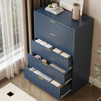 MAISONARIA 5 Drawer Dresser for Bedroom, Tall Dresser Chest of Drawers with Gold Handles, 32 Inch Wide Nightstand with for Bedroom, Living Rooms, Offices, and Entryways, Navy Blue - Image 4
