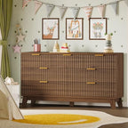 BORNOON Fluted 7 Drawer Dresser, 47.2" Wide Modern Boho Chest of Drawers, Wooden Storage Dresser TV Stand for Bedroom, Living Room, Closet, Hallway, Curved Profile Design - Image 6